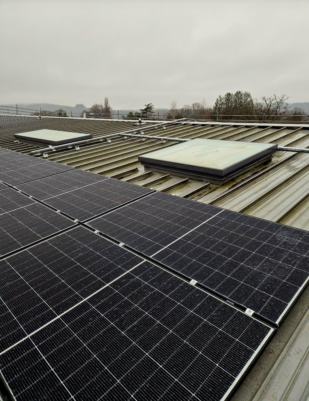 Array laid out around existing rooflights.